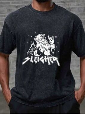IRON PANDA Sleigher Santa Claus Washed Gym Shirt -L